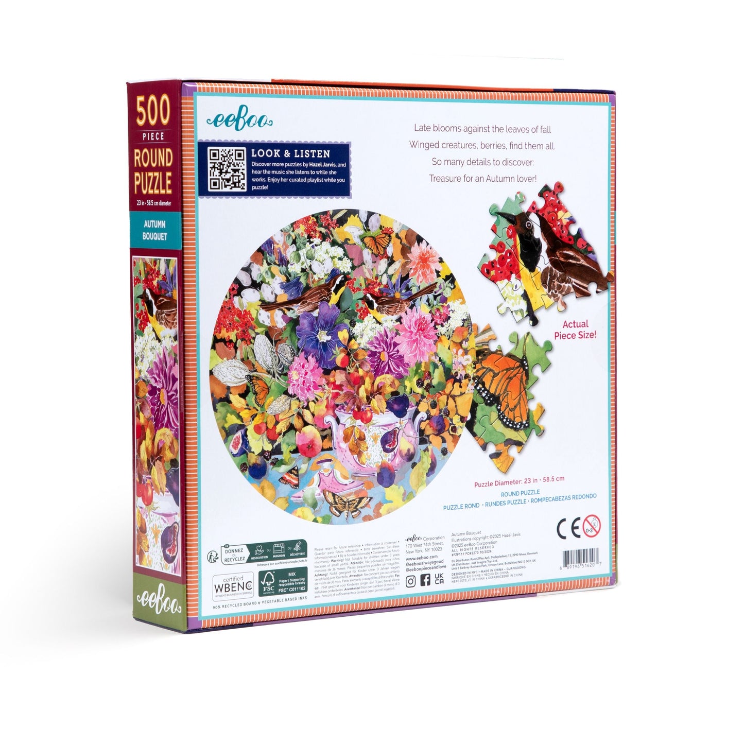 Autumn Bouquet 500 Piece Round Jigsaw Puzzle by eeBoo | Unique Beautiful Gifts