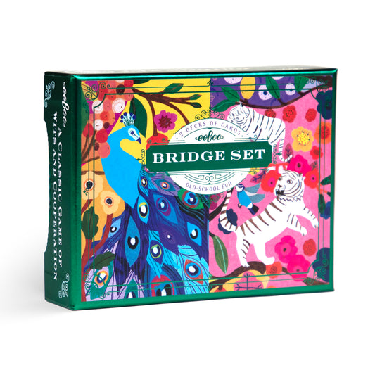 Bridge Playing Cards Set | Unique Artist Illustrated Peacocks & Tigers with Green & Pink Foil | Makes a beautiful gift.