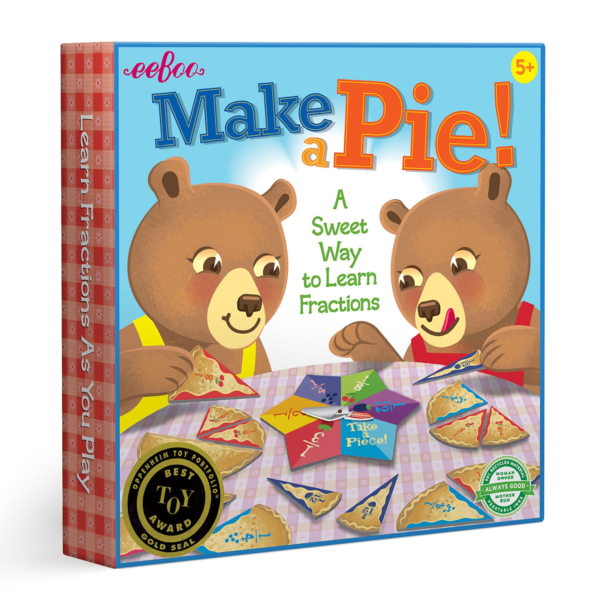 Make a Pie Learn Fractions Award Winning Game eeBoo for Kids Ages 5+