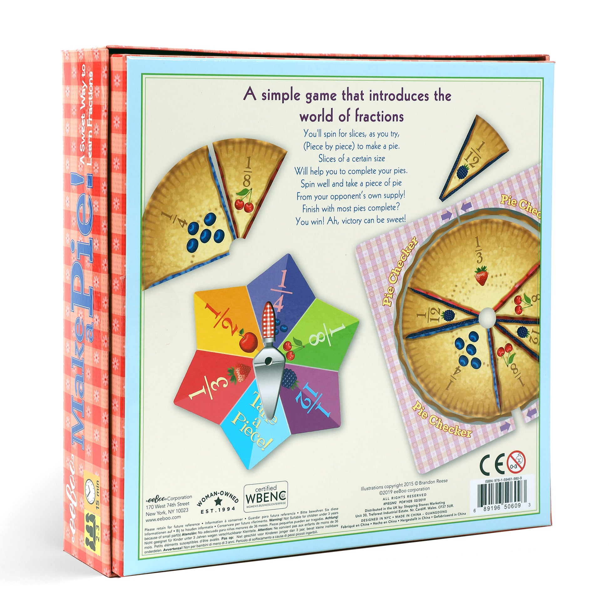 Make a Pie Learn Fractions Award Winning Game eeBoo for Kids Ages 5+