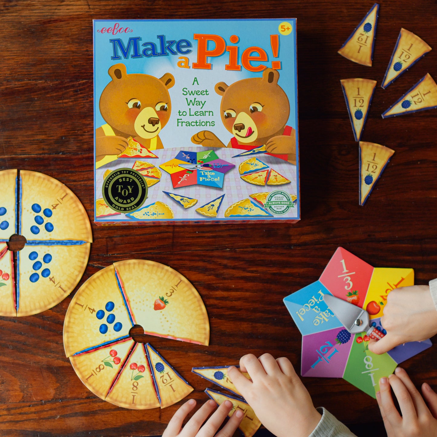 Make a Pie Learn Fractions Award Winning Game eeBoo for Kids Ages 5+