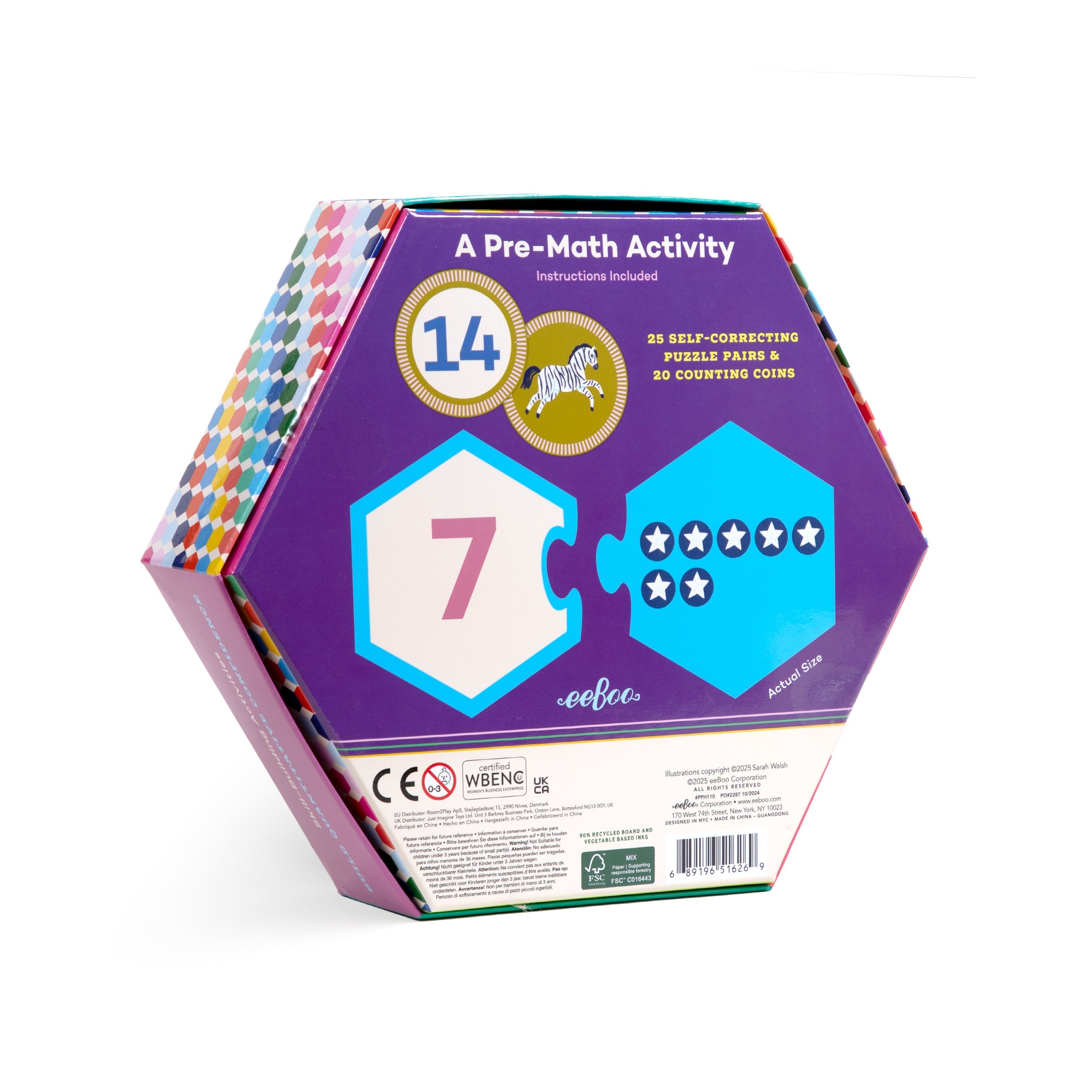 Numbers Hexagon Puzzle Pairs by eeBoo | Unique Fun Gifts