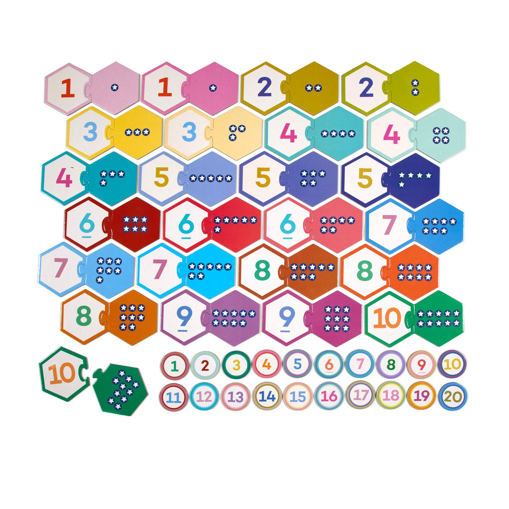 Numbers Hexagon Puzzle Pairs by eeBoo | Unique Fun Gifts