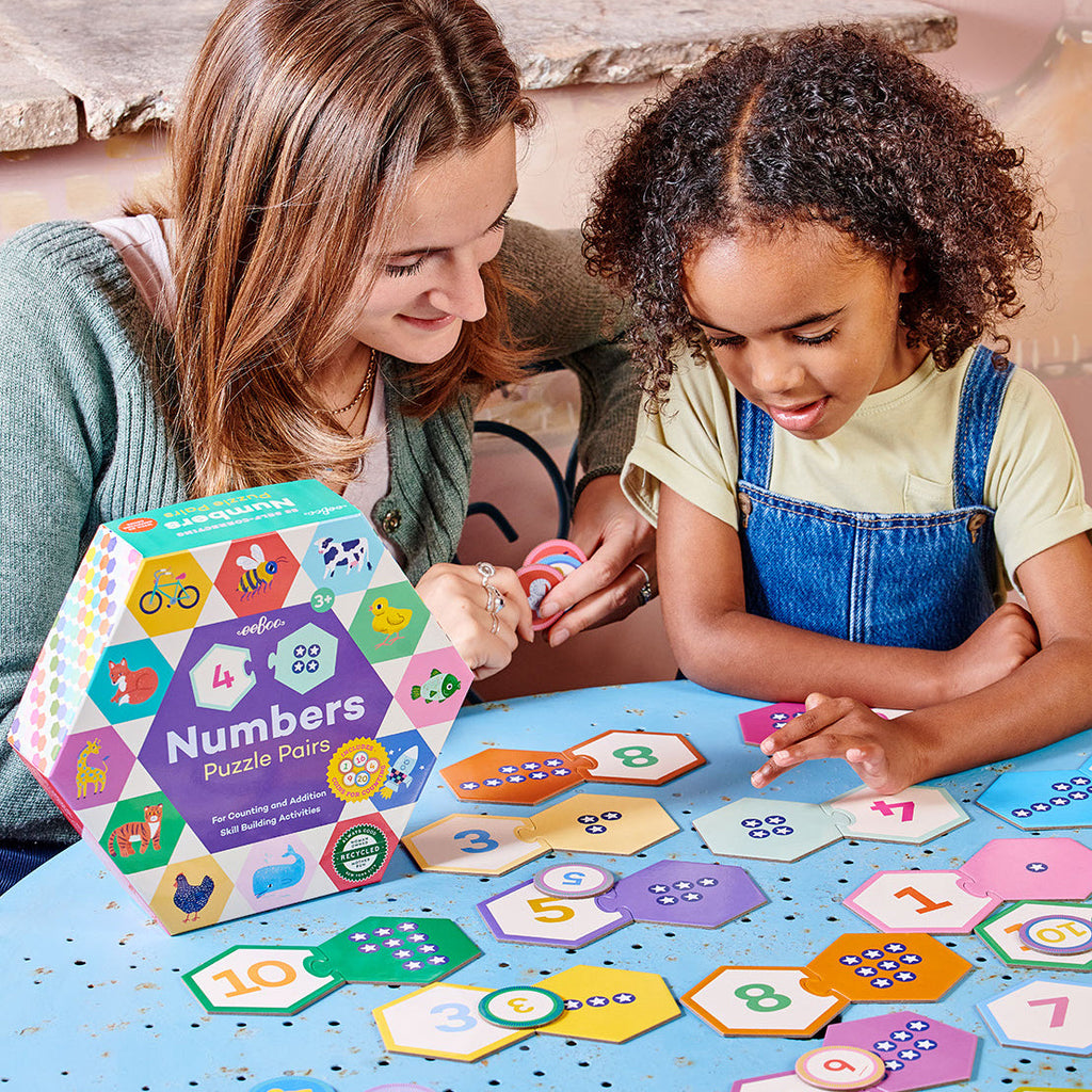 Numbers Hexagon Puzzle Pairs by eeBoo | Unique Fun Gifts