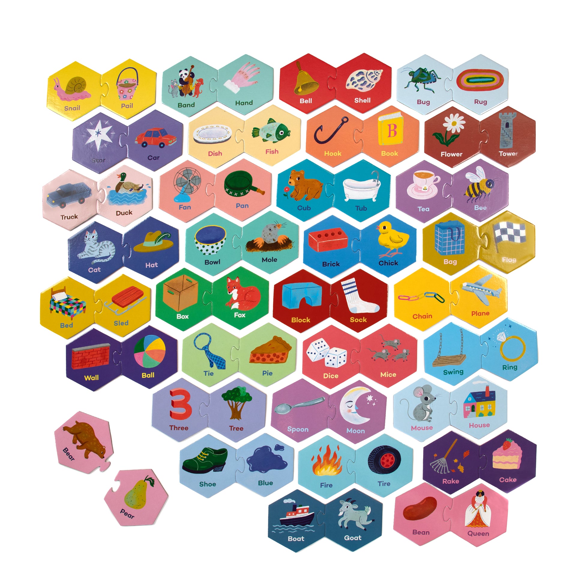 Rhyming Words Hexagon Puzzle Pairs by eeBoo | Unique Fun Gifts