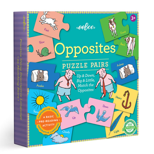 Opposites Educational Award Winning Puzzle Pairs eeBoo Kids Ages 3+