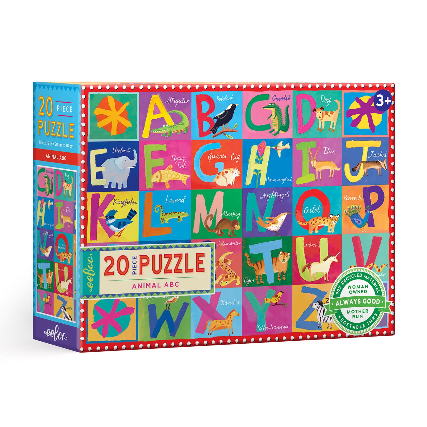 Animal ABC Alphabet 20 Piece Big Puzzle by eeBoo for Kids Ages 3+