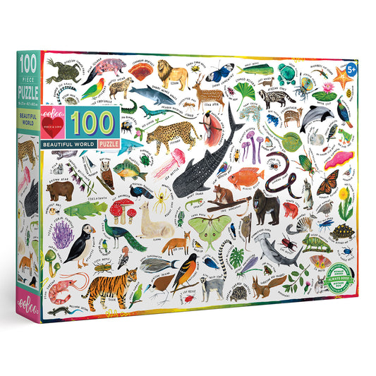 Beautiful World Animal Rainbow 100 Piece Puzzle eeBoo for Kids Ages 5+