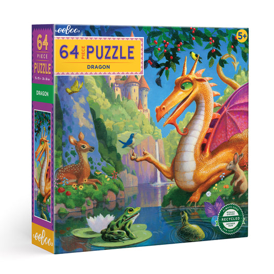 Dragon Castle 64 Piece Fantasy Jigsaw Puzzle | eeBoo Large Piece Puzzles | Amazing Gifts for Kids 5+