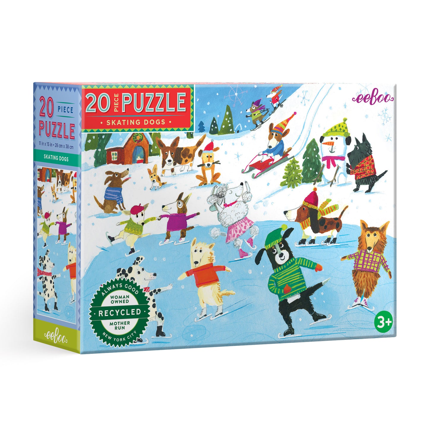 Skating Dogs 20 Piece Holiday Jigsaw Puzzle eeBoo Unique Gift for Kids