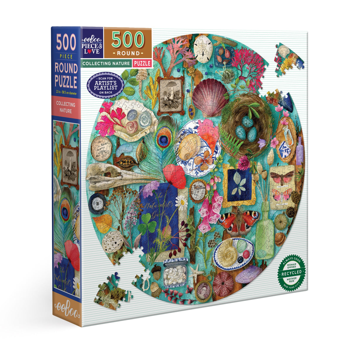 Collecting Nature 500 Piece Round Jigsaw Puzzle by eeBoo | Unique ...