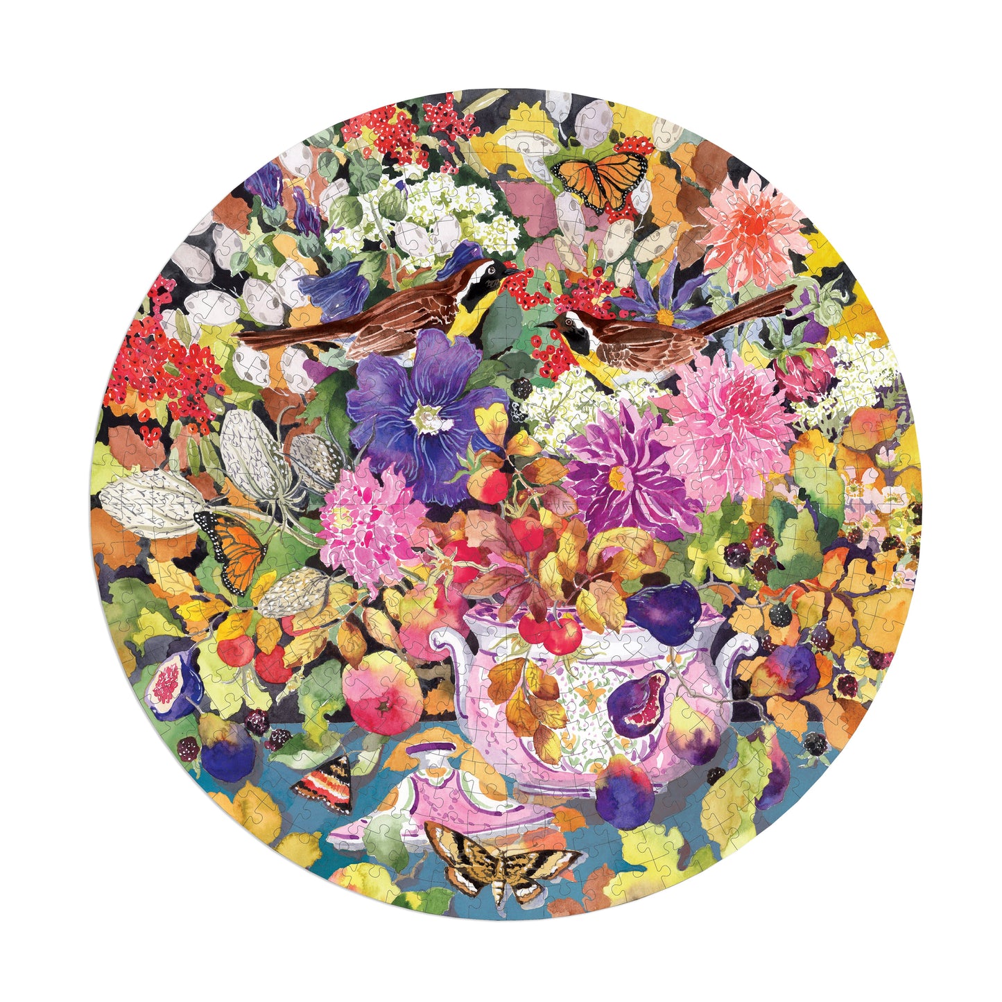 Autumn Bouquet 500 Piece Round Jigsaw Puzzle by eeBoo | Unique Beautiful Gifts