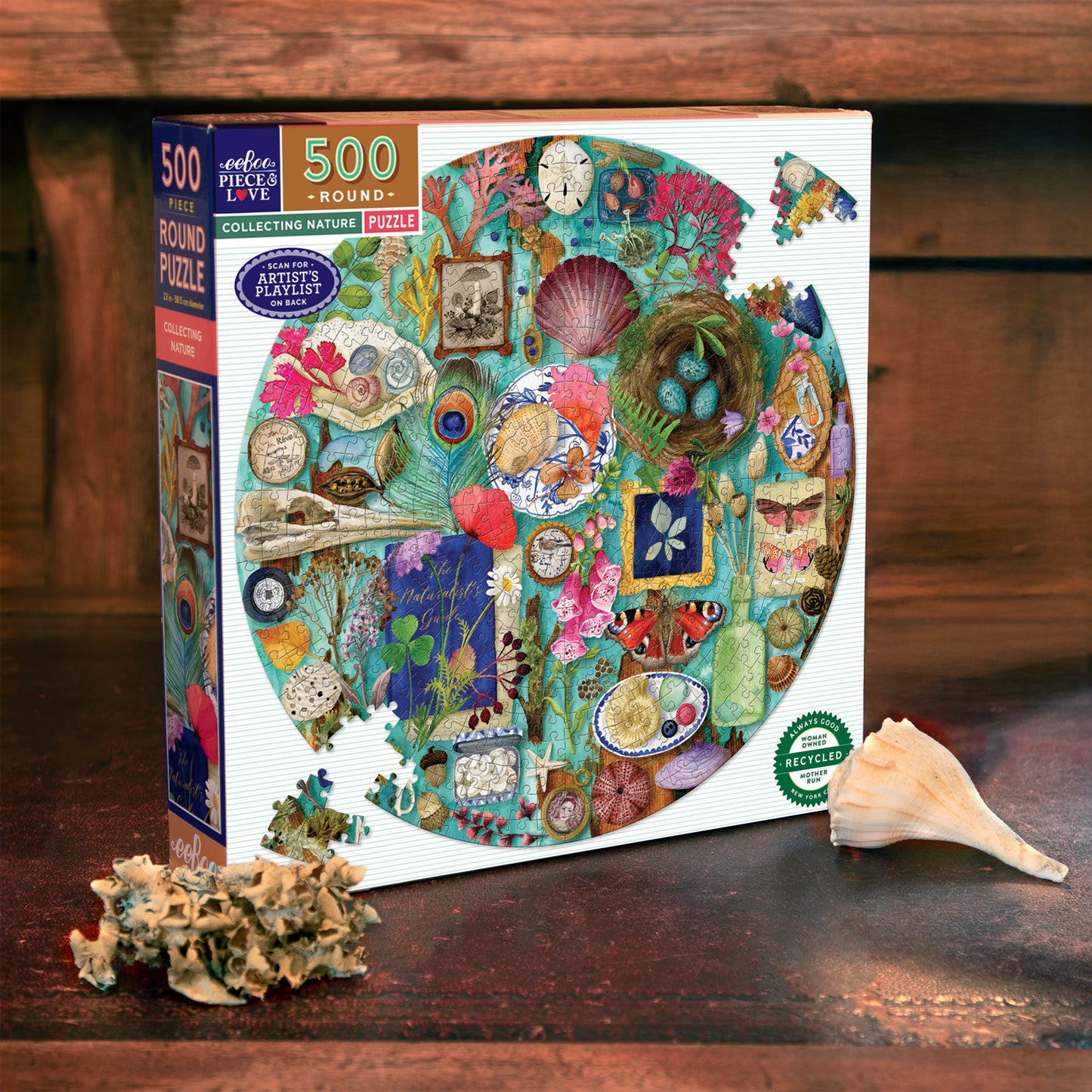 Collecting Nature 500 Piece Round Jigsaw Puzzle by eeBoo | Unique Beautiful Gifts