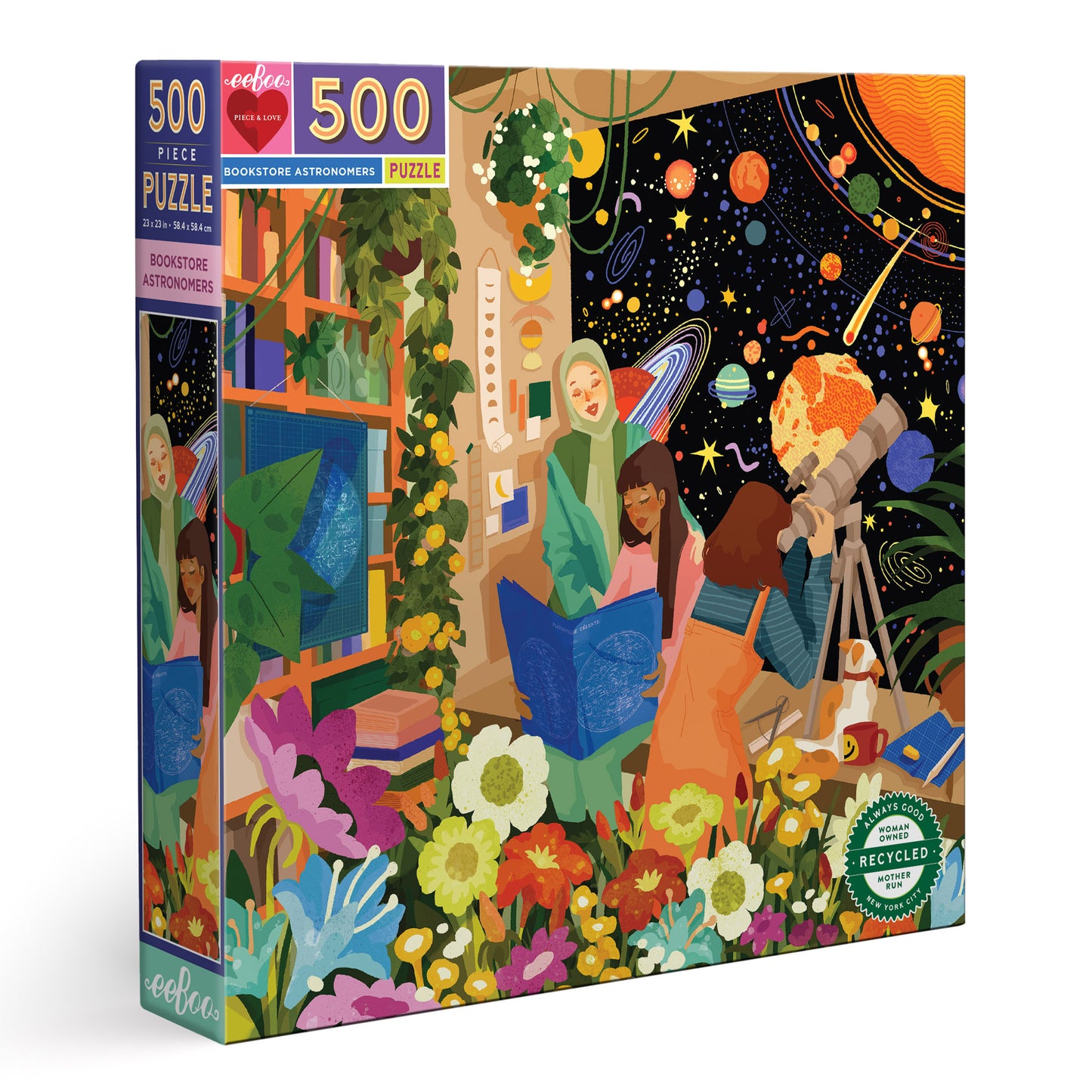 Bookstore Astronomers 500 Piece Jigsaw Puzzle | eeBoo Piece & Love Cute Gifts for Teens & Adults 14+