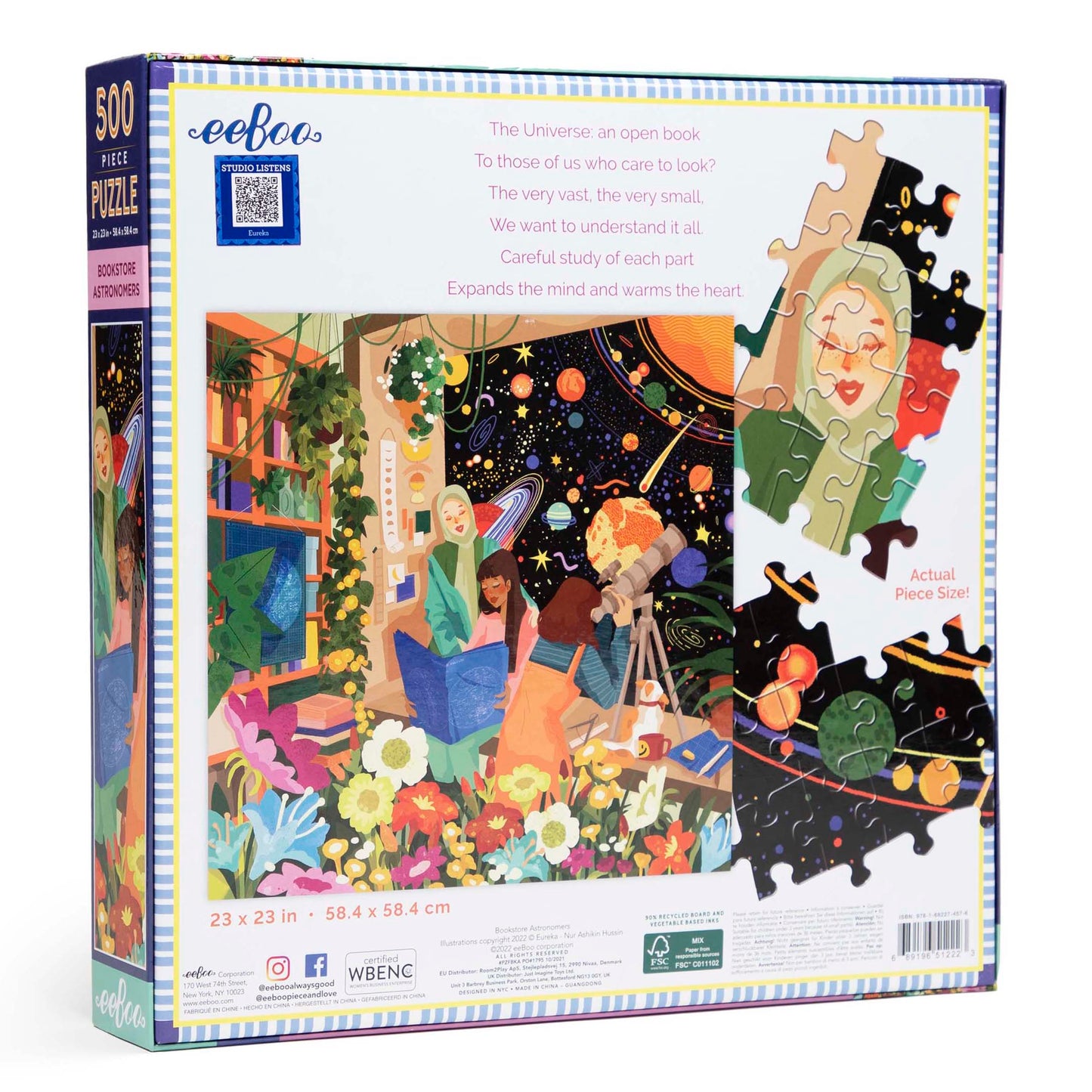 Bookstore Astronomers 500 Piece Jigsaw Puzzle | eeBoo Piece & Love Cute Gifts for Teens & Adults 14+