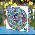 Four Birds & Florals 500 Piece Round Jigsaw Puzzle | Unique Beautiful Gifts for Mom