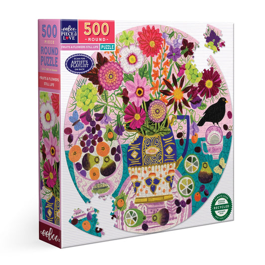 Fruits & Flowers Still Life 500 Piece Jigsaw Puzzle by eeBoo | Unique Fun Gifts