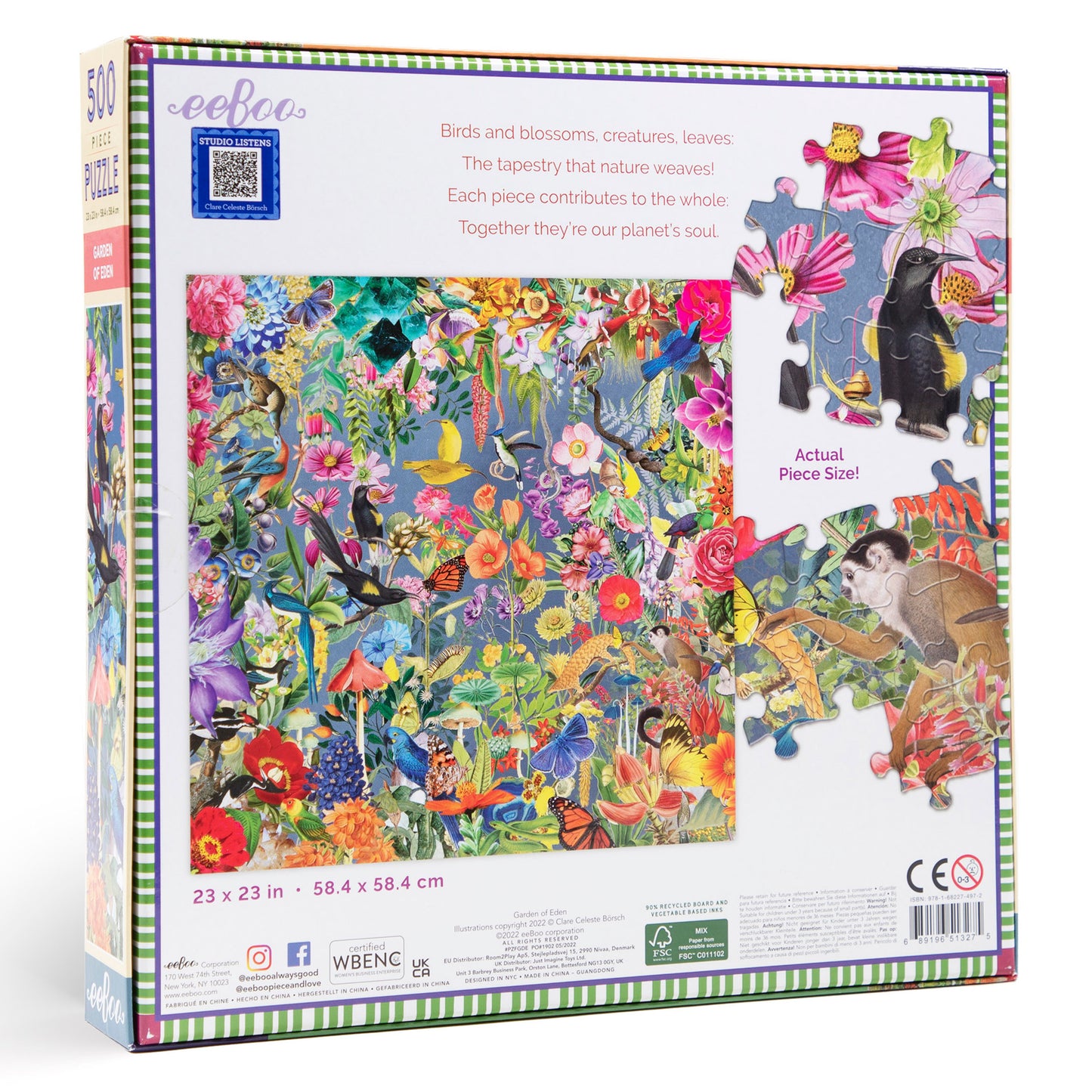 Garden of Eden 500 Piece Square Jigsaw Puzzle eeBoo Gifts for Adults 14+