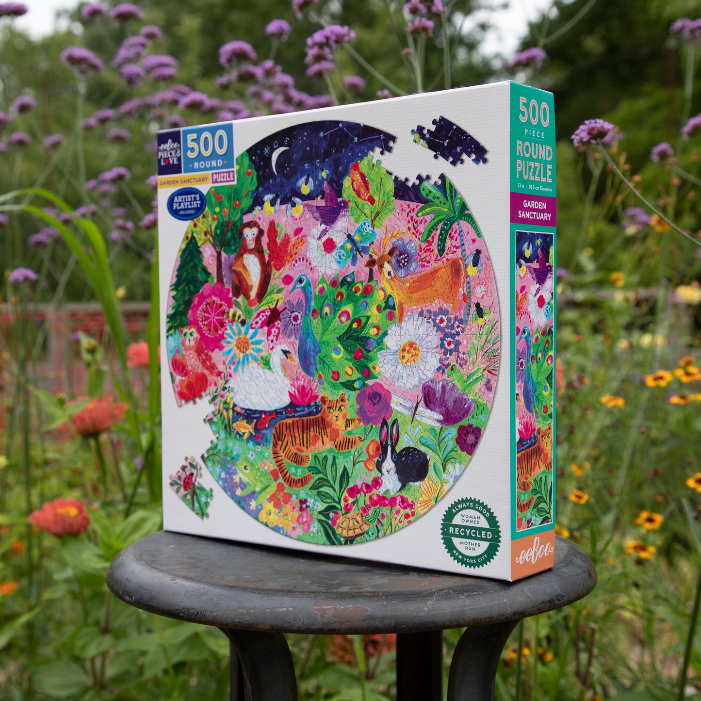 Garden Sanctuary 500 Piece Round Jigsaw Puzzle eeBoo Gifts for 14+