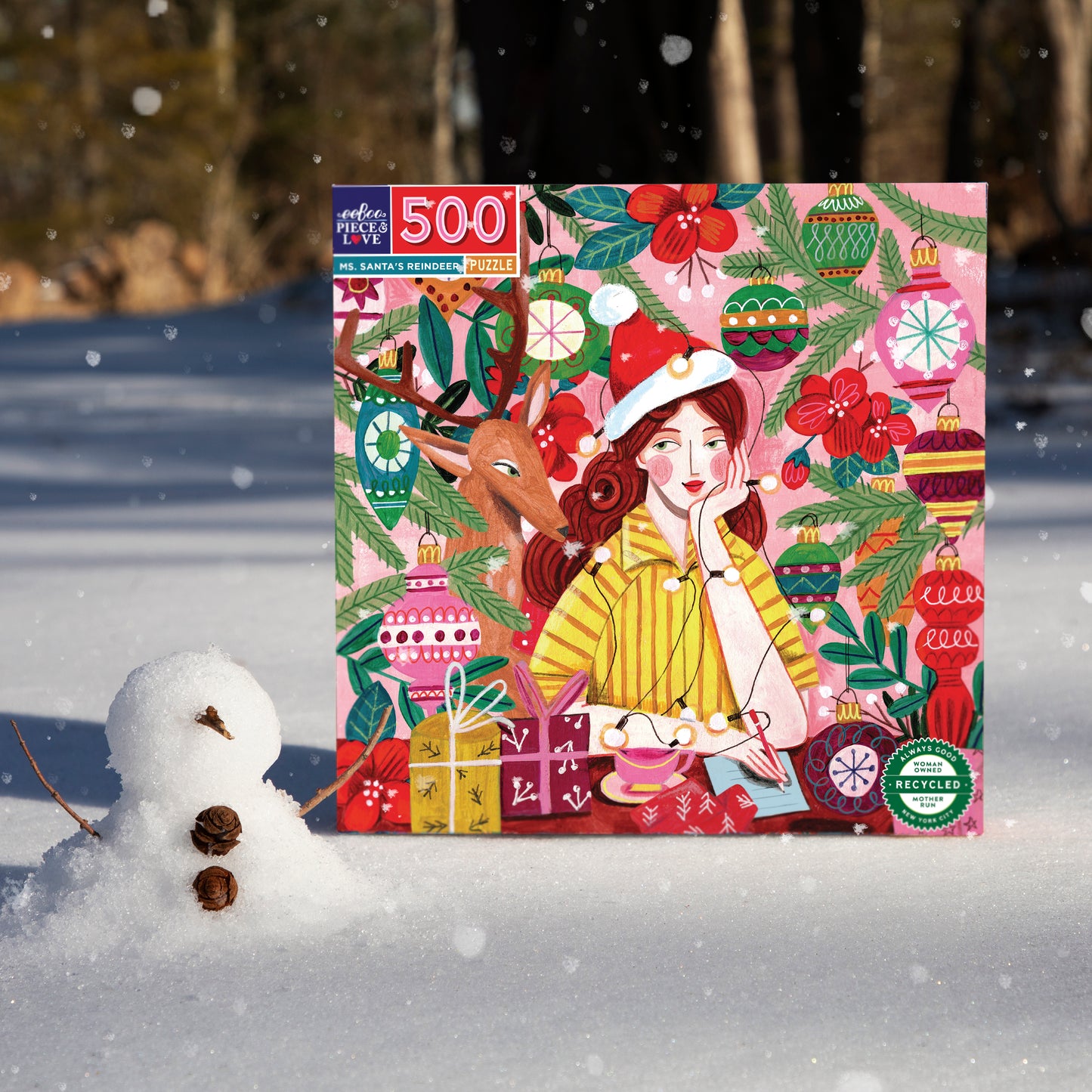 Ms. Santa's Reindeer 500 Piece Square Jigsaw Puzzle | Unique Gifts for Women
