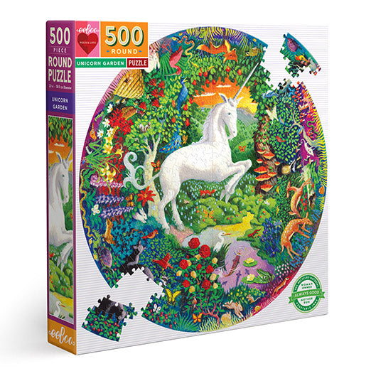 Unicorn Garden 500 Piece Round Puzzle | Fun Unique Gifts for Women