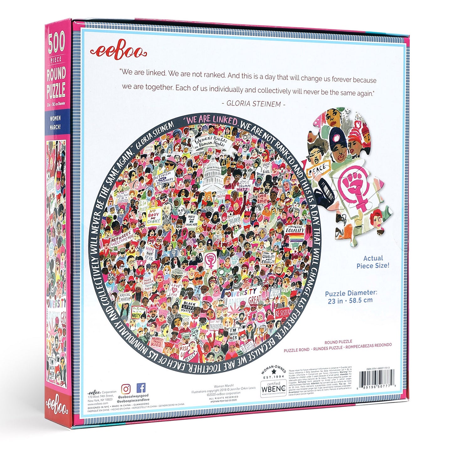 Women March! Feminist 500 Piece Round Jigsaw Puzzle Equal Womens Rights