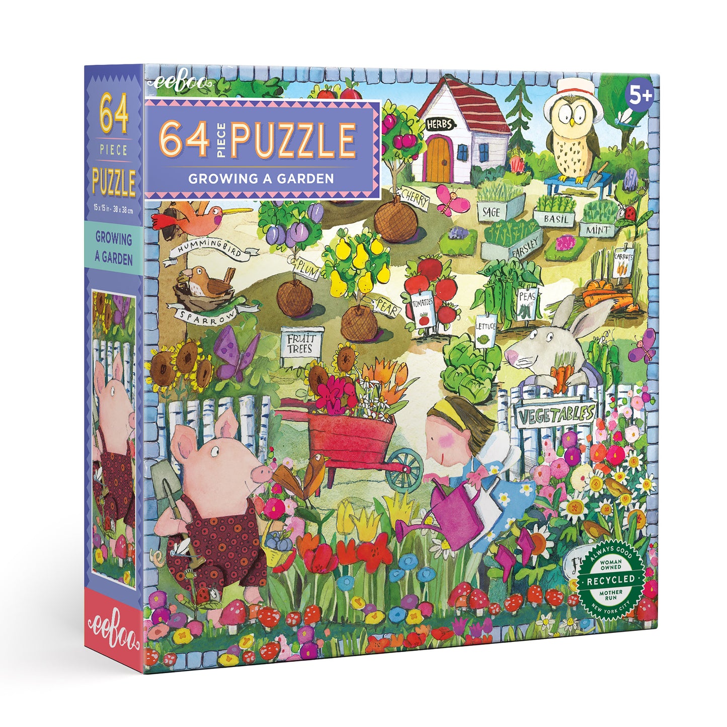 Growing a Garden 64 Piece Nature Jigsaw Puzzle | eeBoo Large Piece Puzzles | Cute Gifts for Kids 5+