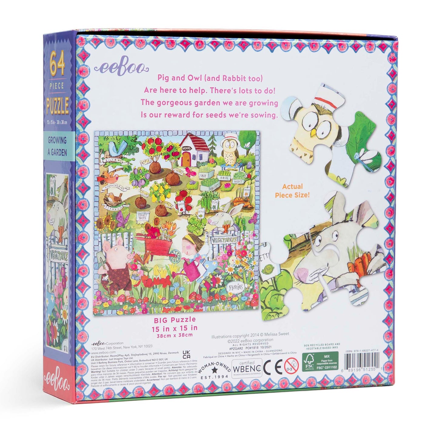 Growing a Garden 64 Piece Nature Jigsaw Puzzle | eeBoo Large Piece Puzzles | Cute Gifts for Kids 5+