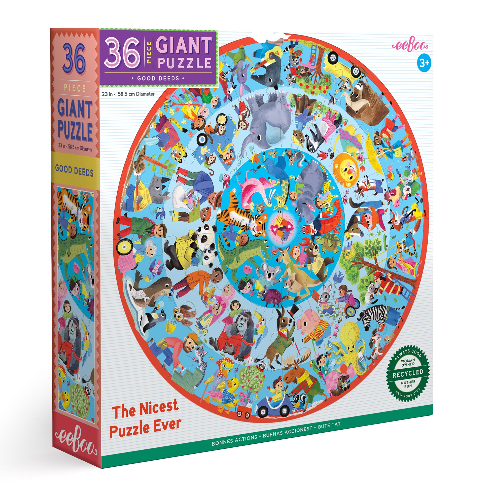 Good Deeds 36 Piece Giant Round Puzzle | Puzzles for Kids 3+ by eeBoo | Cute Gifts for Pre Schoolers