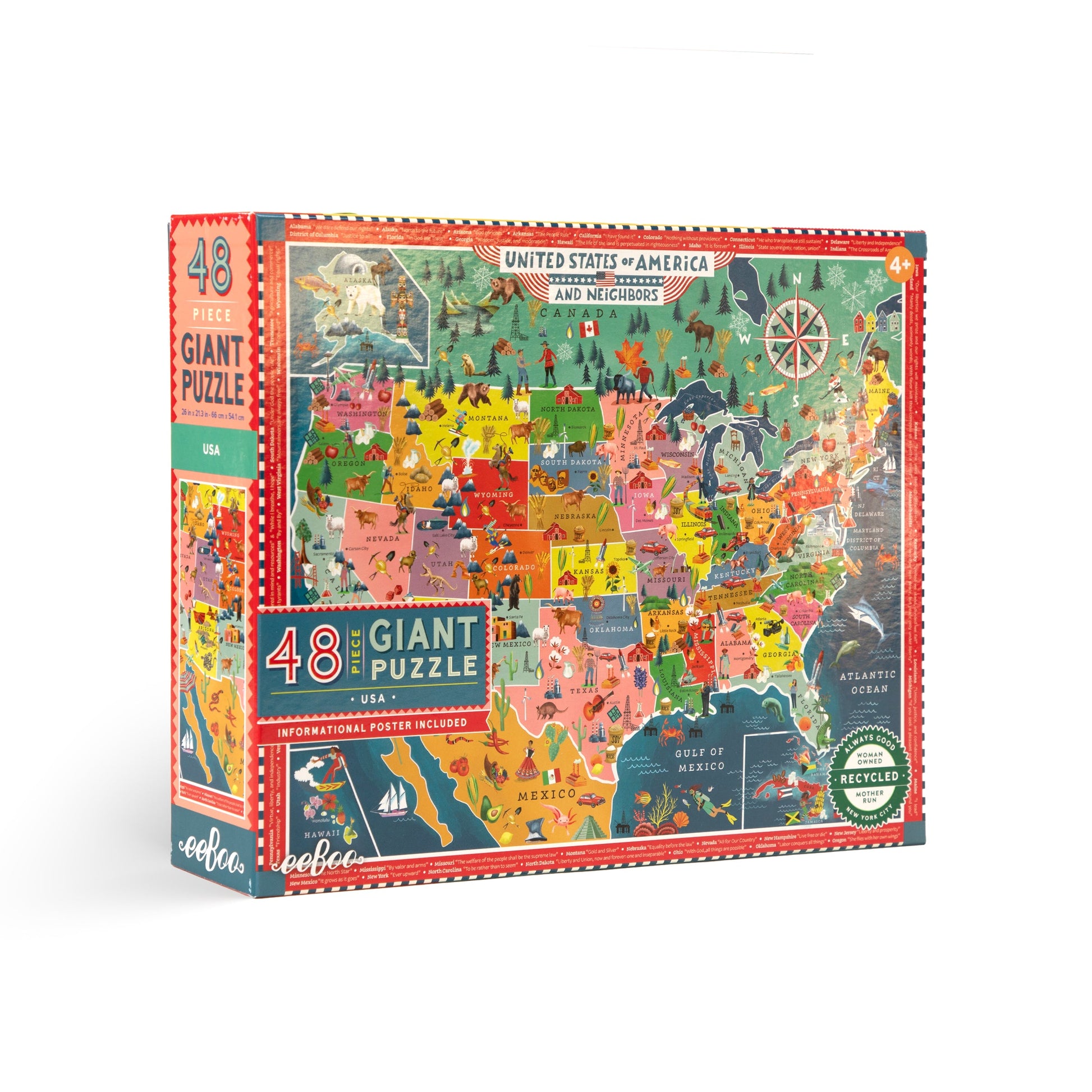 USA 48 Giant Jigsaw Puzzle by eeBoo | Unique Fun Gifts