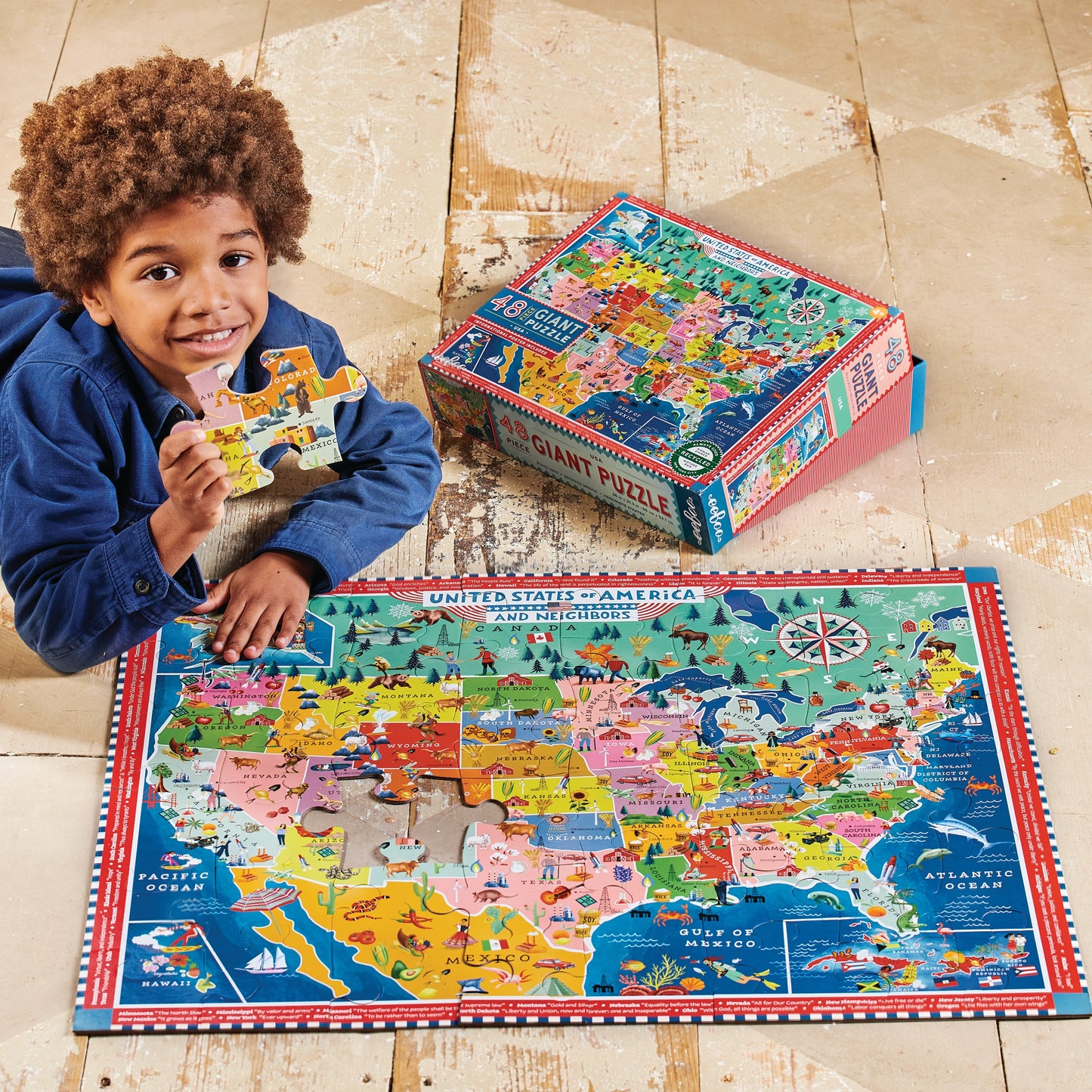 USA 48 Giant Jigsaw Puzzle by eeBoo | Unique Fun Gifts