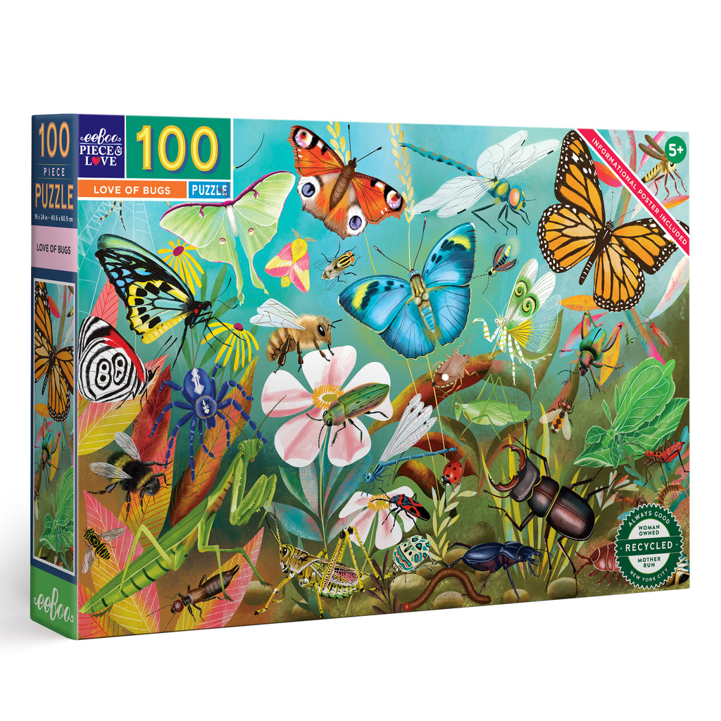 Love of Bugs 100 Piece Puzzle | Unique Fun Gifts for Kids Ages 5+