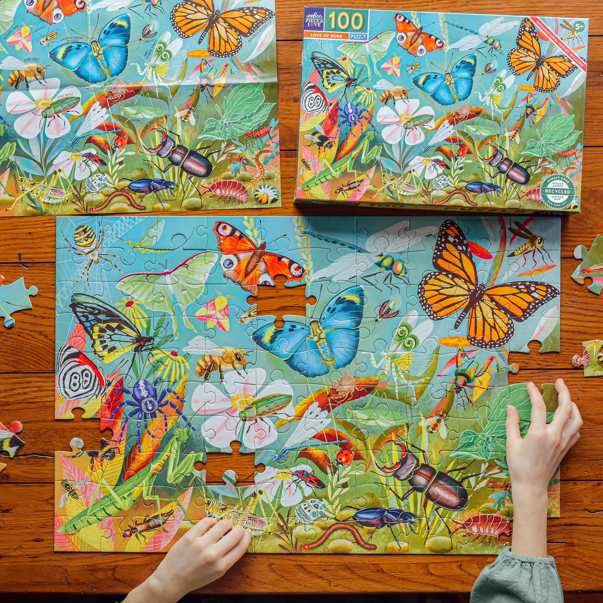 Love of Bugs 100 Piece Puzzle | Unique Fun Gifts for Kids Ages 5+
