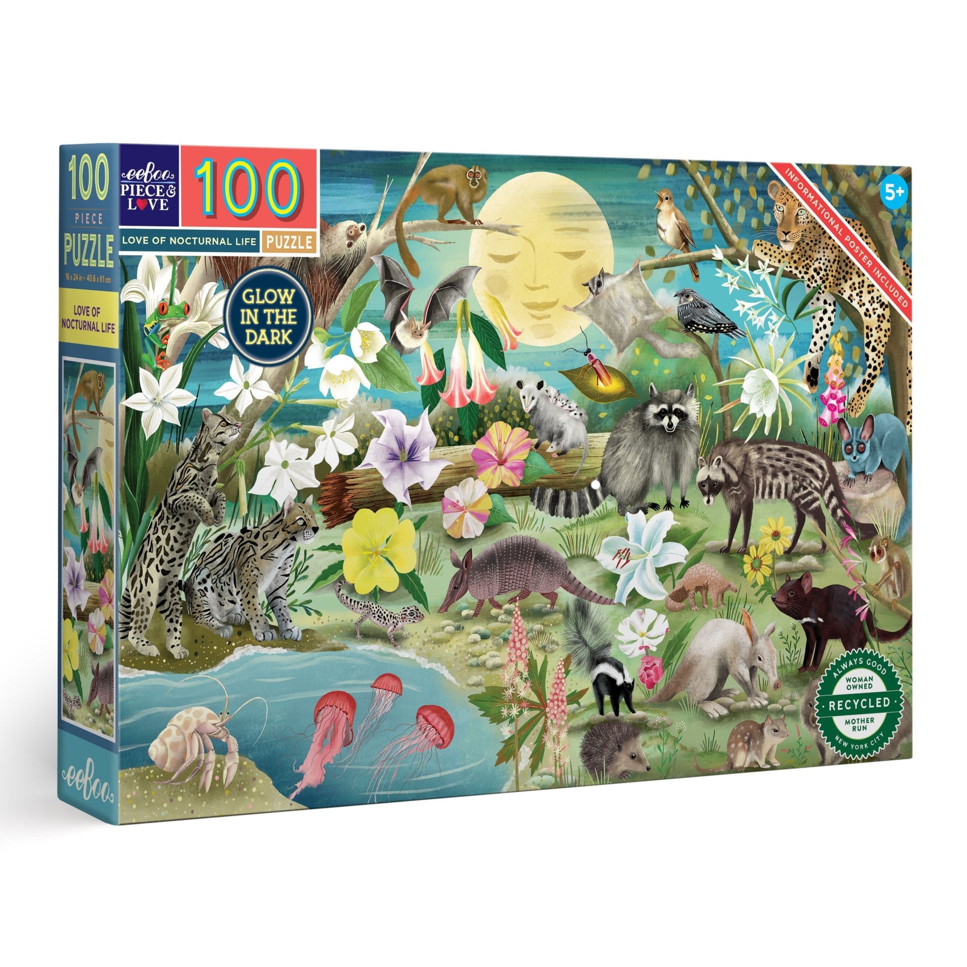 Love of Nocturnal Life 100 Piece Jigsaw Puzzle by eeBoo | Unique Fun Gifts