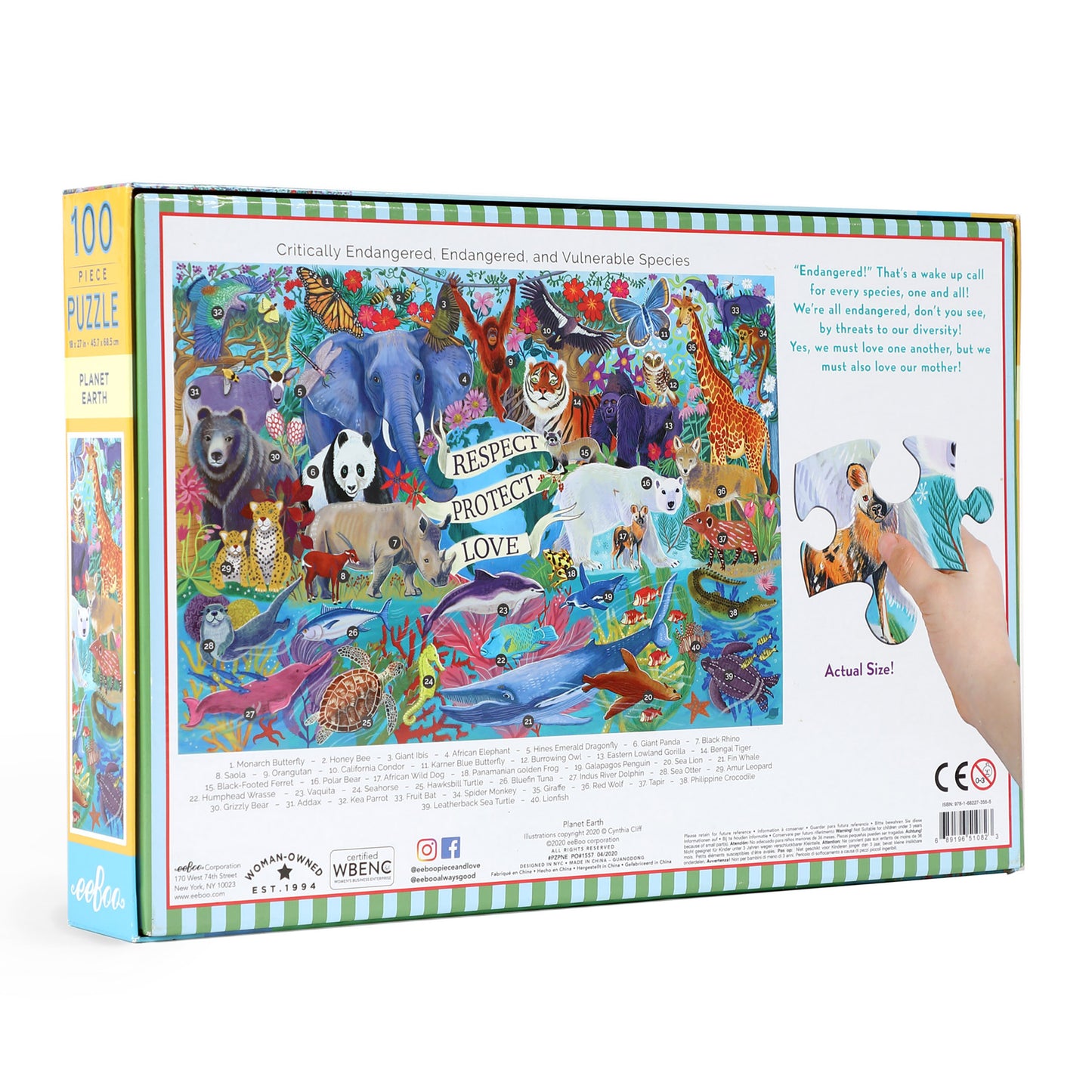 Planet Earth Animals 100 Piece Puzzle eeBoo | Unique Gifts for Kids 5+