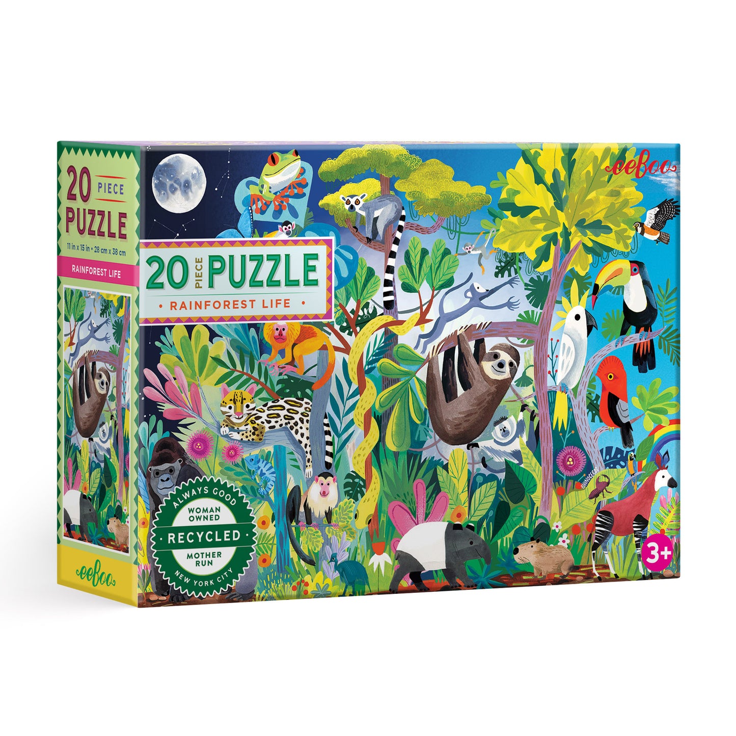 Rainforest Animal Life 20 Piece Jigsaw Puzzle | eeBoo | Makes a Great Gift for Pre-School Kids 3+