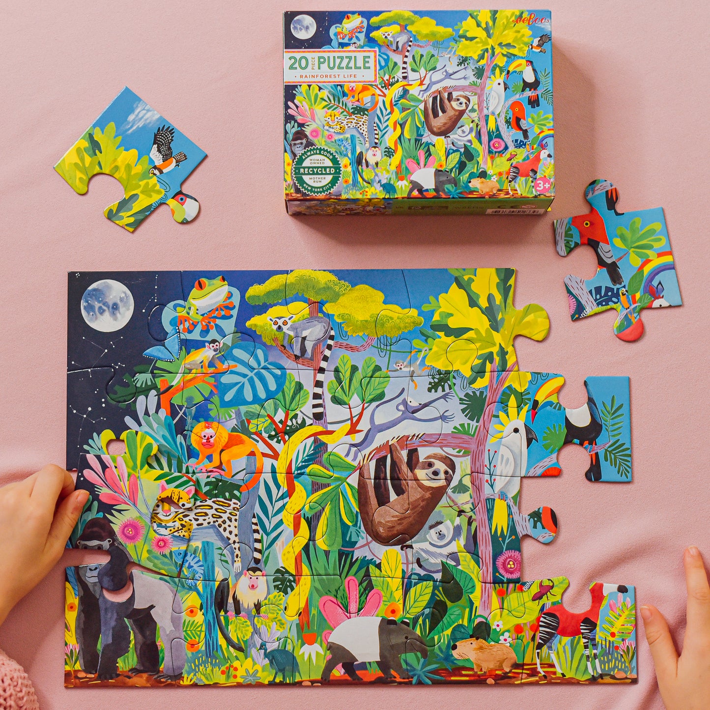 Rainforest Animal Life 20 Piece Jigsaw Puzzle | eeBoo | Makes a Great Gift for Pre-School Kids 3+