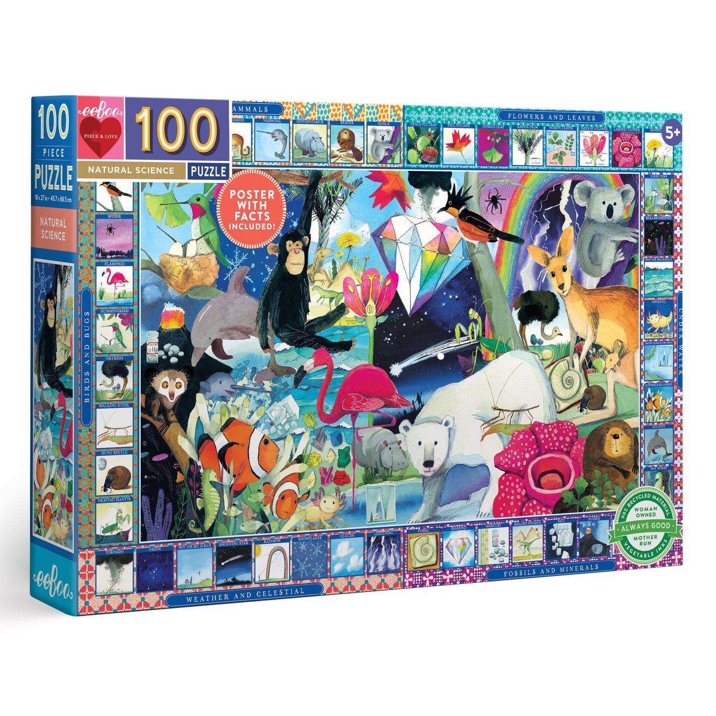 Natural Science Educational 100 Piece Puzzle with Facts eeBoo Ages 5+