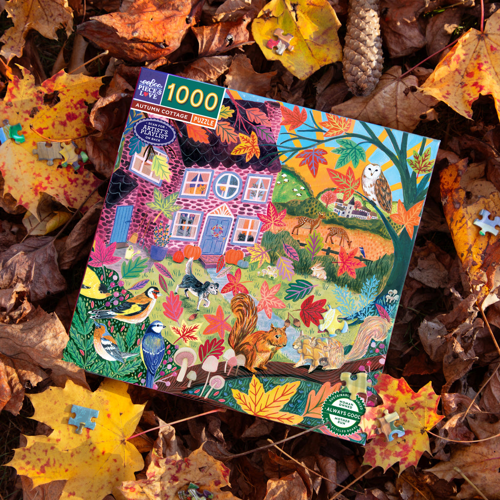 Artist Lee Foster-Wilson depicts a world of plants & creatures in the golden light of an early autumnal evening. 1000 piece jigsaw puzzle
