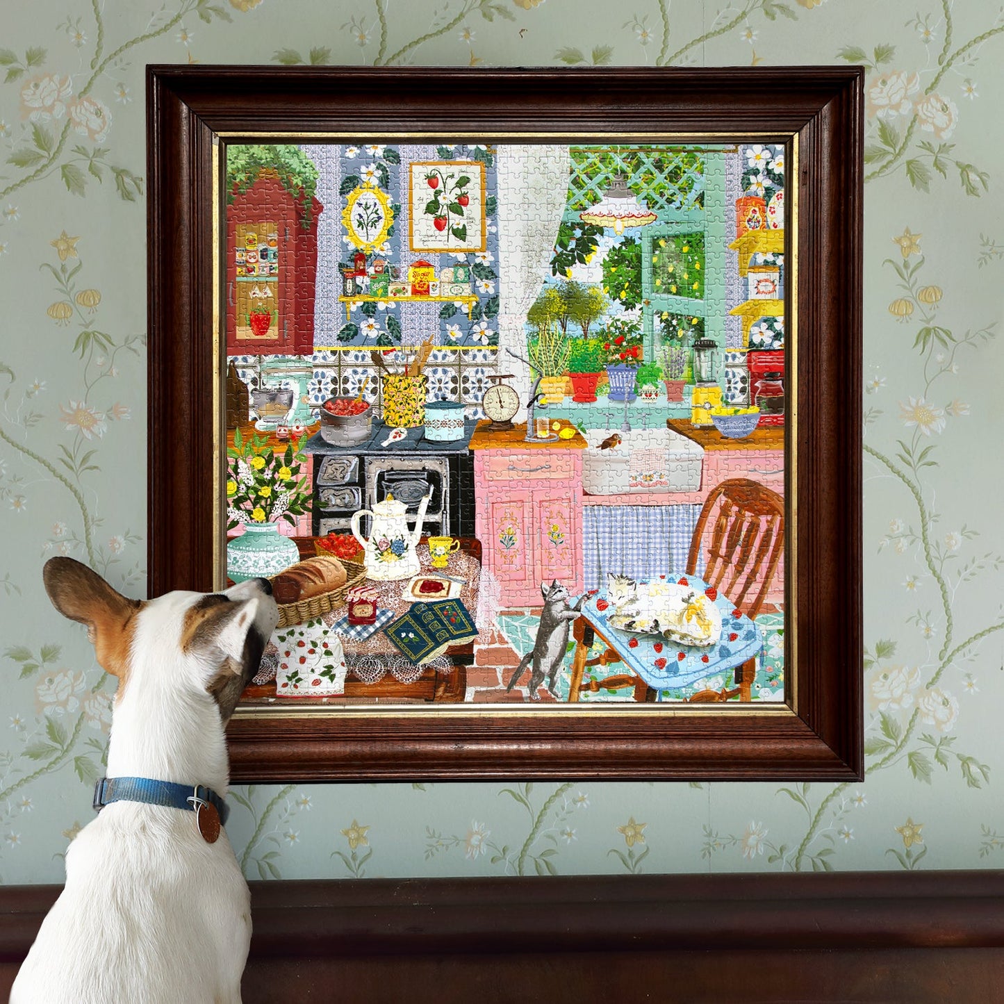 Strawberry Kitchen 1000 Piece Puzzle in frame
