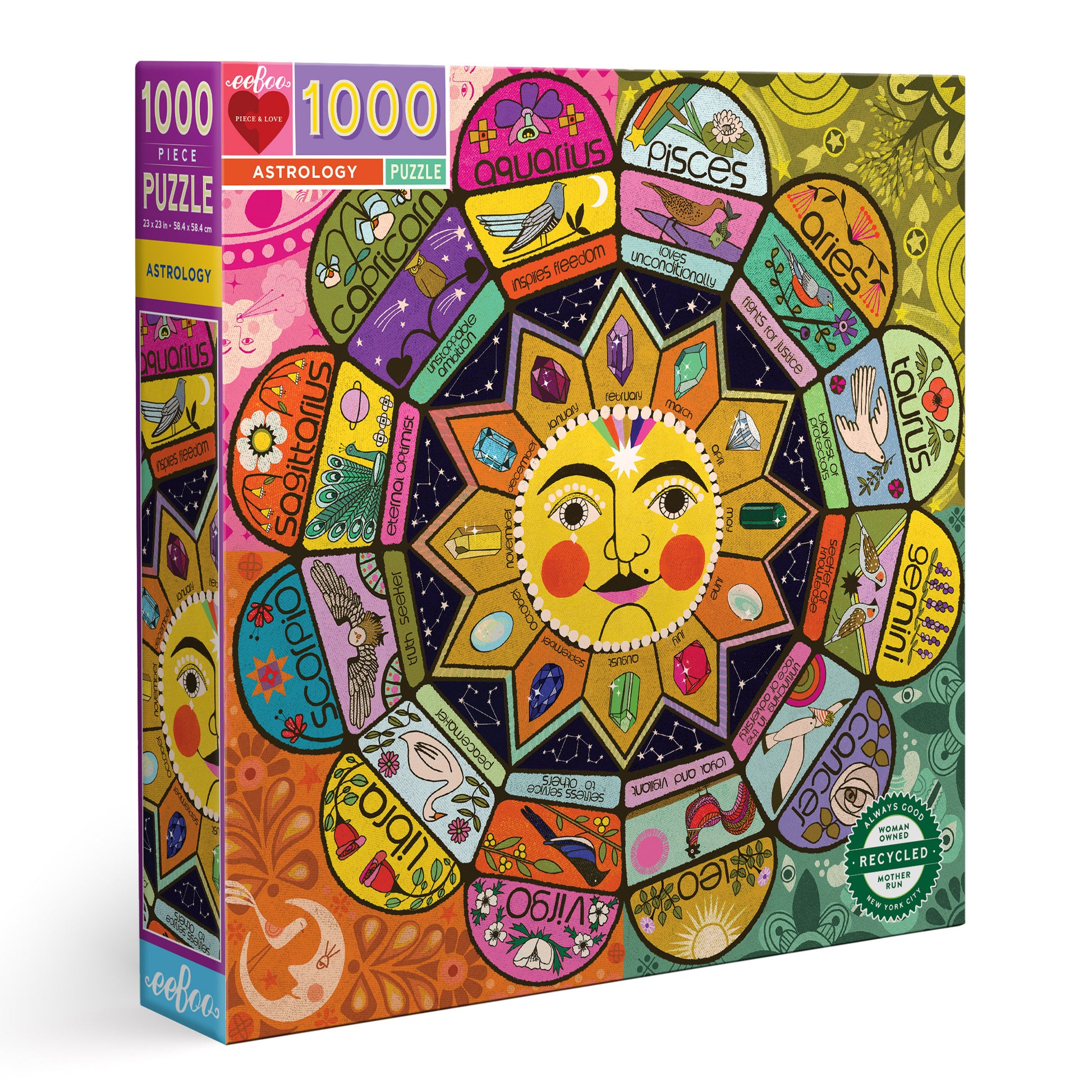 Astrology 1000 Piece Zodiac Horoscope Jigsaw Puzzle | eeBoo Piece & Love | Gifts for Women Mom Wife