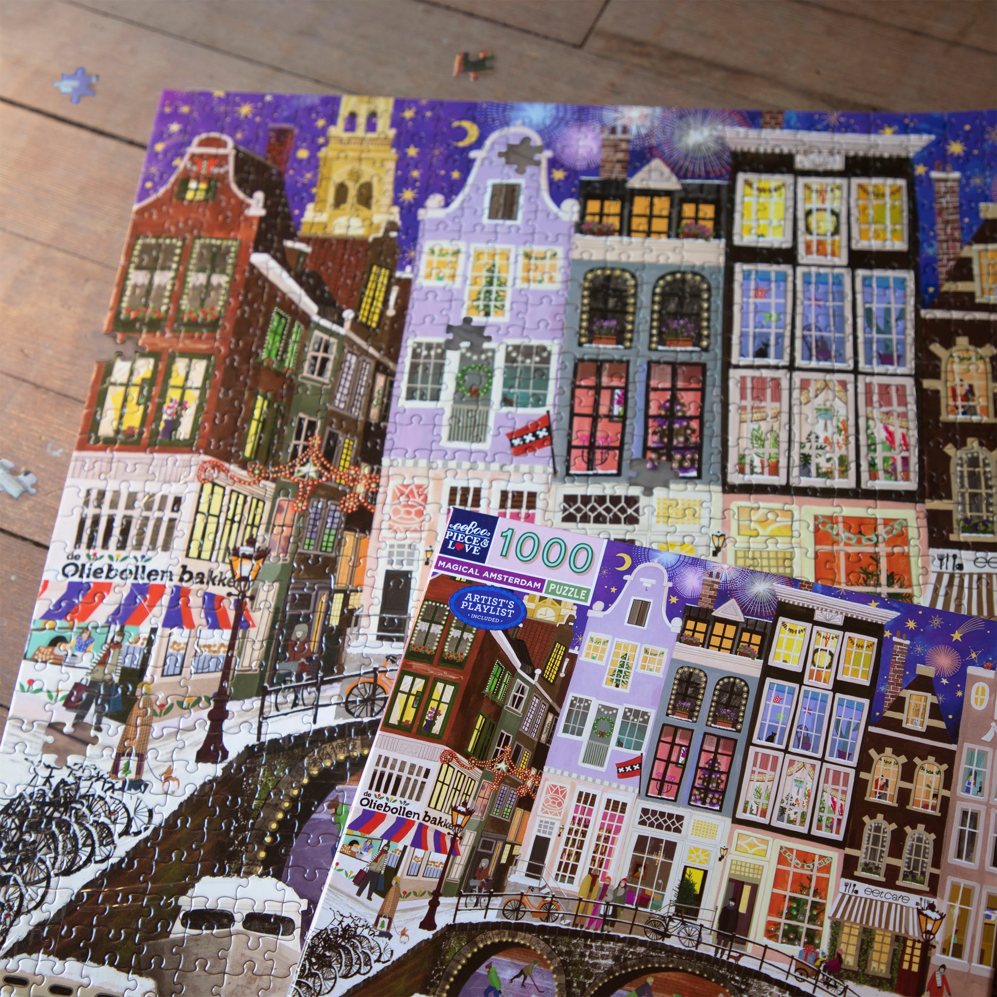 Magical Amsterdam Netherlands 1000 Piece Square City Jigsaw Puzzle by eeBoo | Unique Beautiful Gifts
