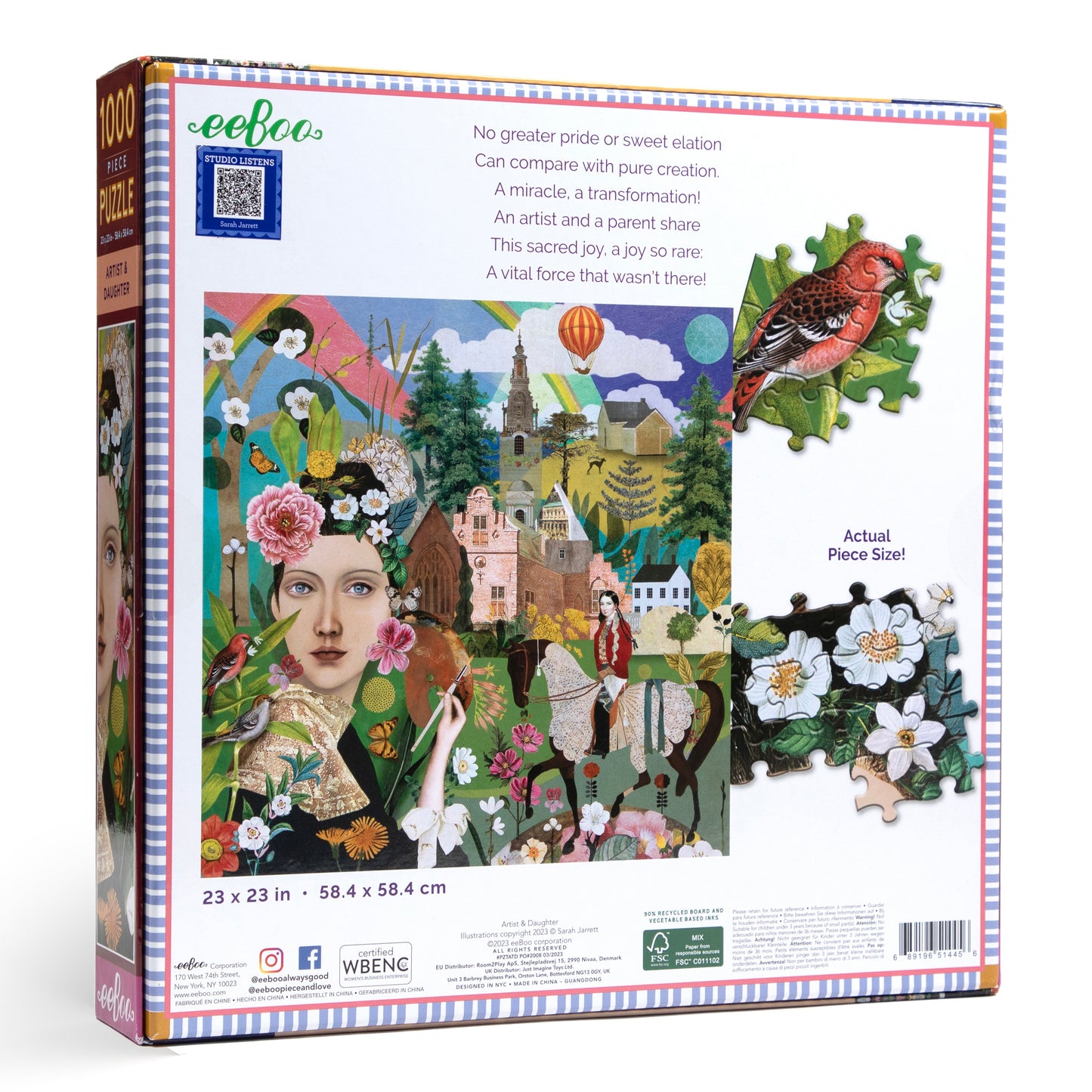 Artist & Daughter 1000 Piece Jigsaw Puzzle | eeBoo Piece & Love Unique Gifts for Women