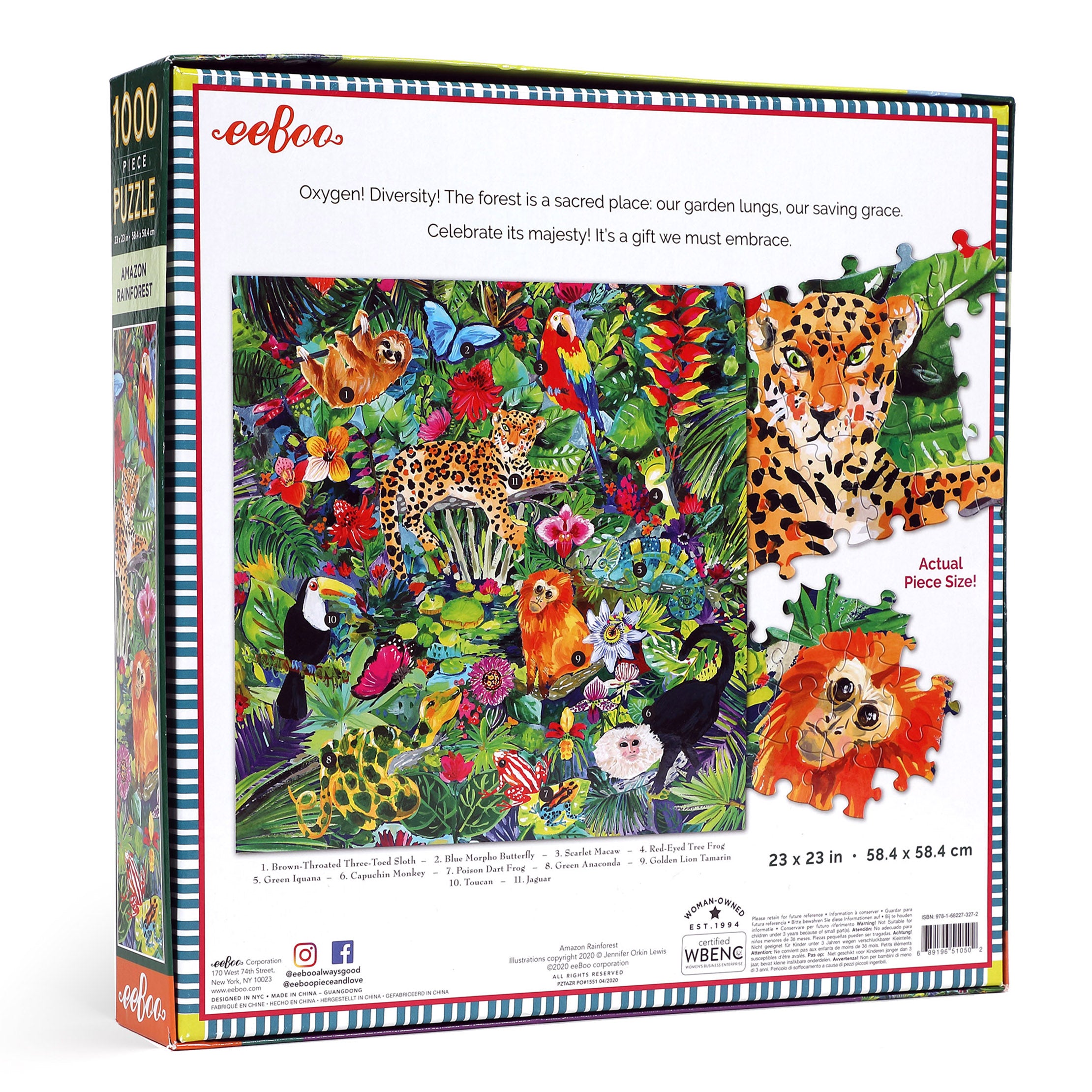 Amazon Animal Rainforest 1000 Piece Jigsaw Puzzle | eeBoo Piece & Love