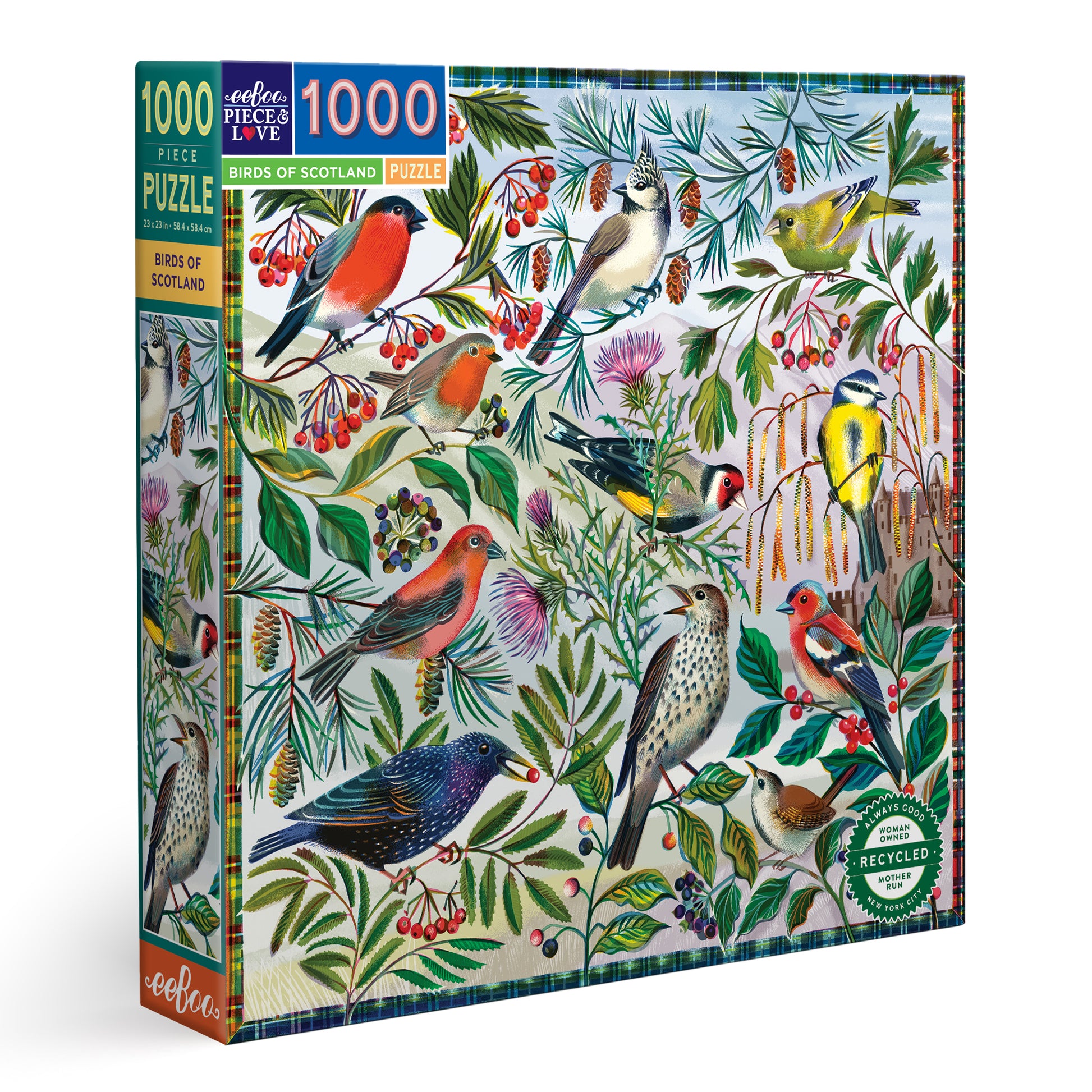 Birds of Scotland 1000 Piece Jigsaw Puzzle | Beautiful Unique Gifts for Adults | Sustainable Puzzles made with Recycled Materials