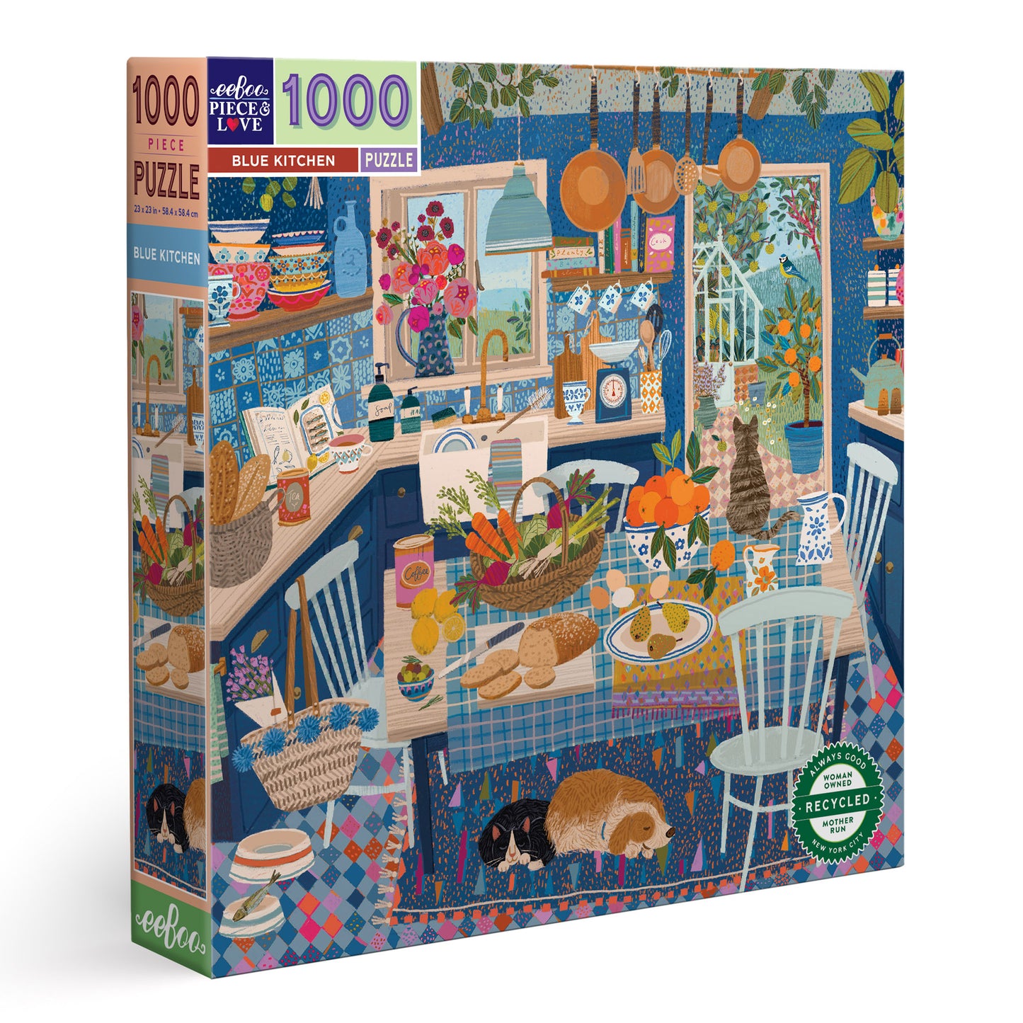 Blue Kitchen 1000 Piece Jigsaw Puzzle by eeBoo | Gifts for Adults Cottagecore