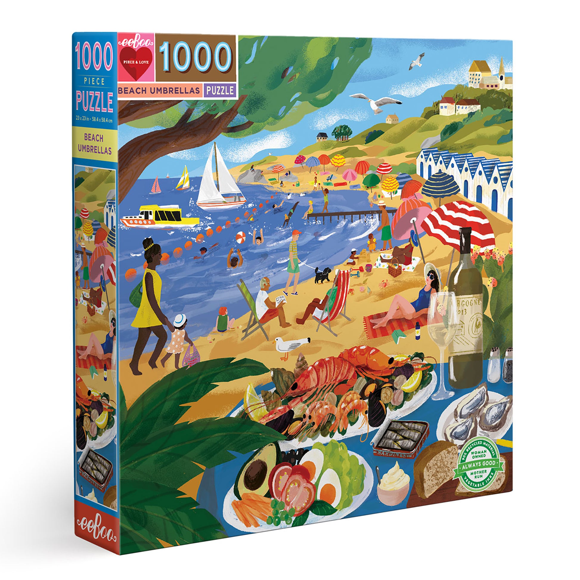 Beach Umbrellas Summer Vacation 1000 Piece Jigsaw Puzzle | eeBoo Piece & Love Great Gifts for Friends
