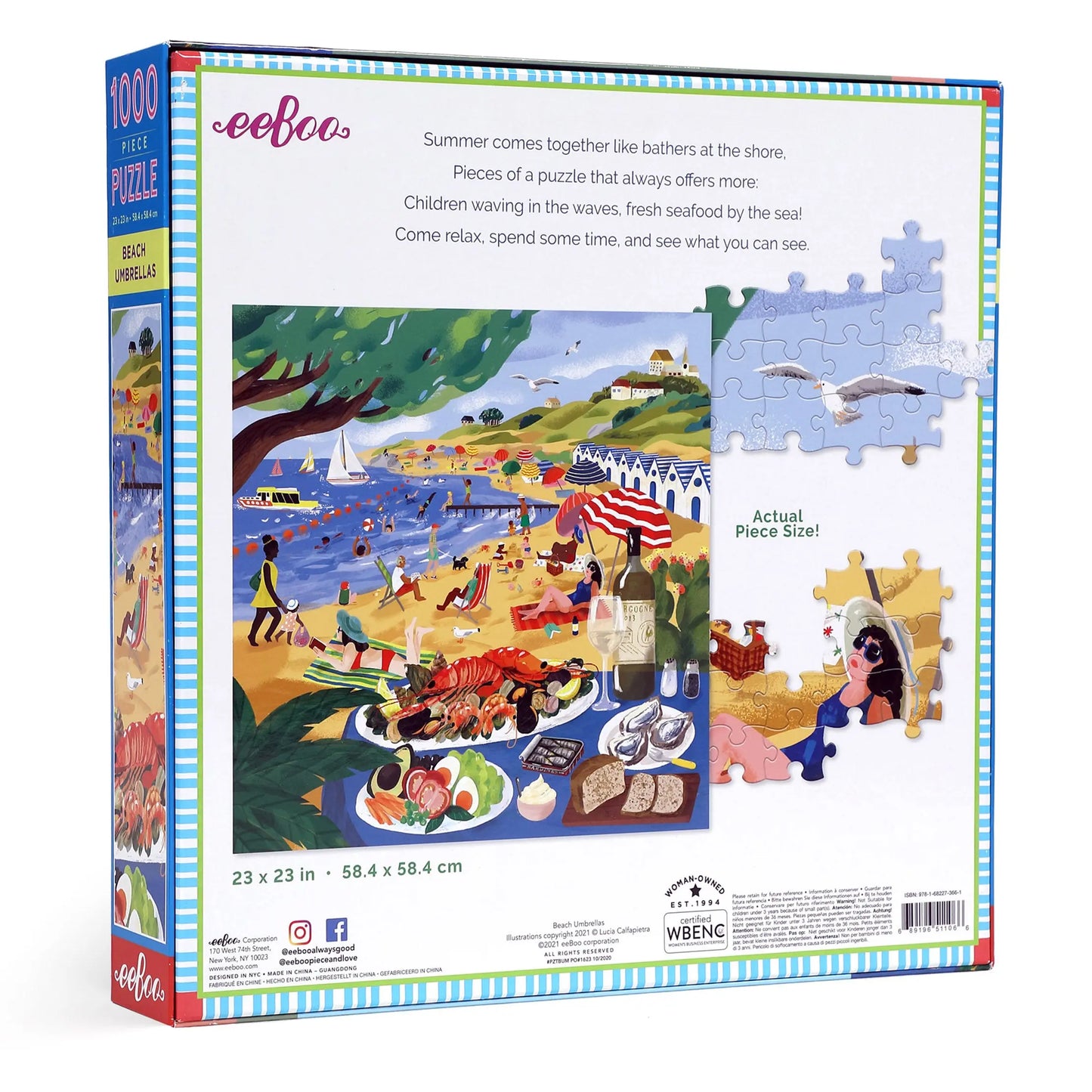 Beach Umbrellas Summer Vacation 1000 Piece Jigsaw Puzzle | eeBoo Piece & Love Great Gifts for Friends