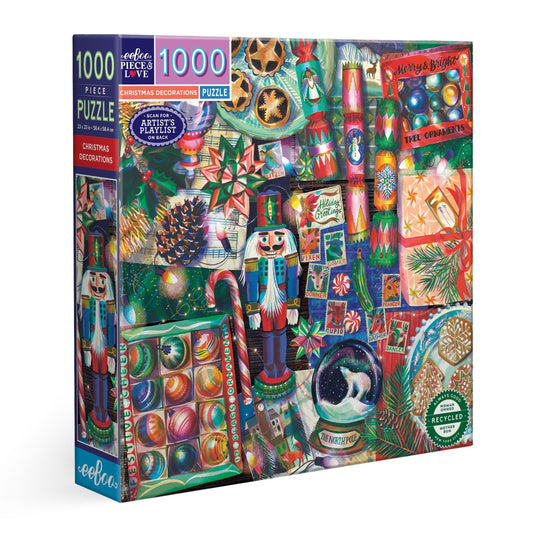 Christmas Decorations 1000 Piece Jigsaw Puzzle by eeBoo | Unique Fun Gifts