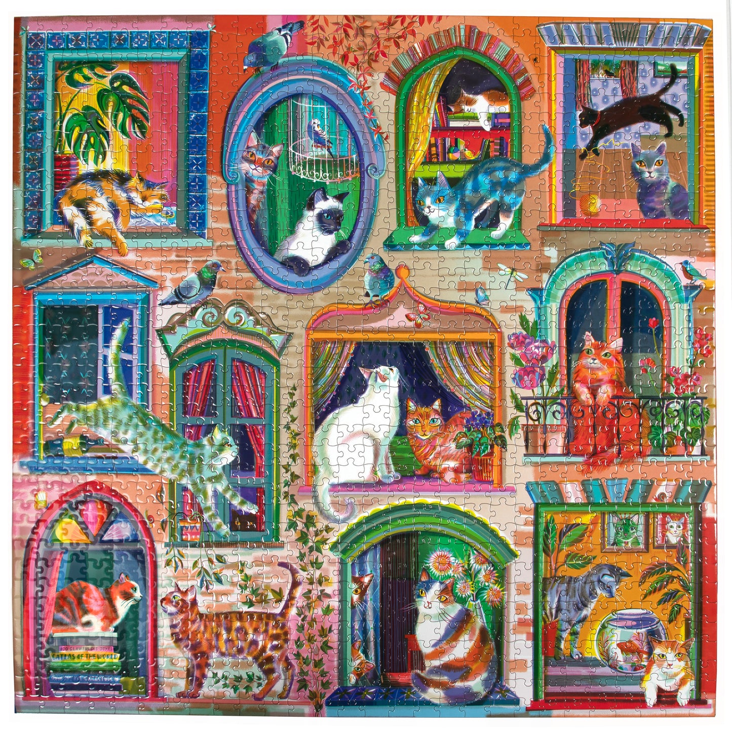 Cats in Windows 1000 Piece Jigsaw Puzzle | eeBoo Piece & Love Unique Gifts for Cat Lovers